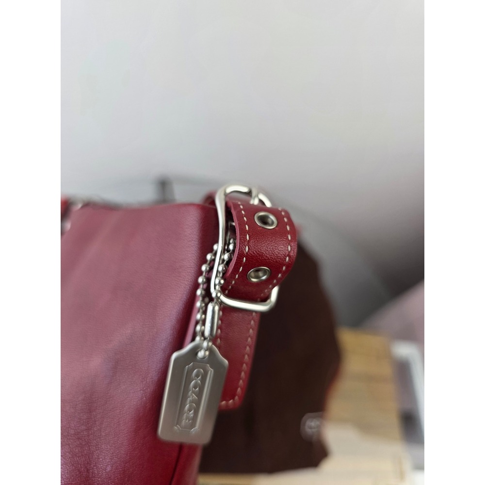 Coach Legacy Demi Mini Hobo Bag Y2K red leather contrast stitching silver-tone - Picture 7 of 15